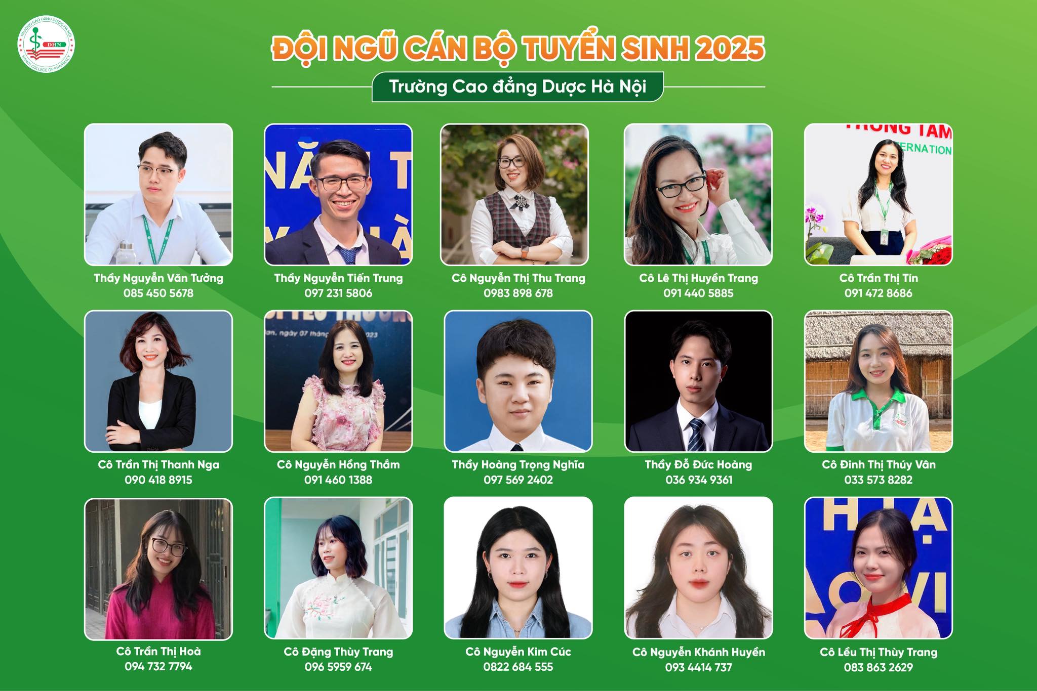 Danh sách cán bộ tuyển sinh chính thức năm 2025 Cao đẳng Dược Hà Nội