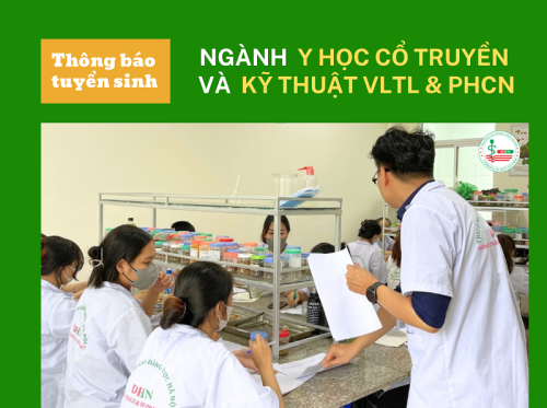 Thông báo tuyển sinh cao đẳng Y học cổ truyền và Kỹ thuật vật lý trị liệu & Phục hồi chức năng