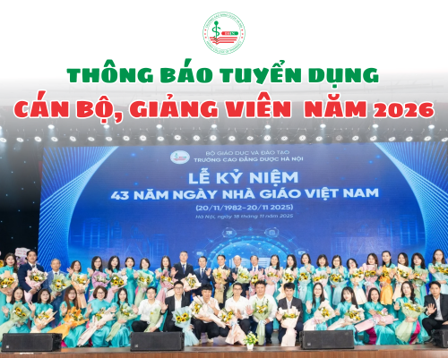 Trường Cao đẳng Dược Hà Nội thông báo tuyển dụng cán bộ, giảng viên năm 2026