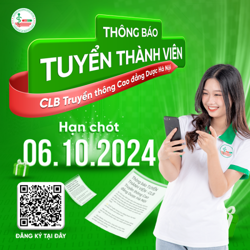 Thông báo tuyển thành viên CLB Truyền thông - Cao đẳng Dược Hà Nội