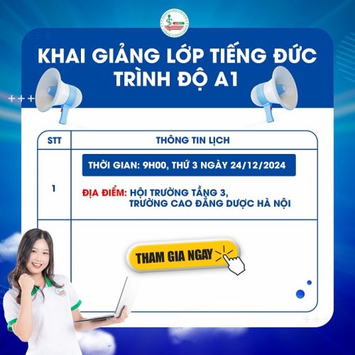 Thông báo Khai giảng lớp Tiếng Đức trình độ A1
